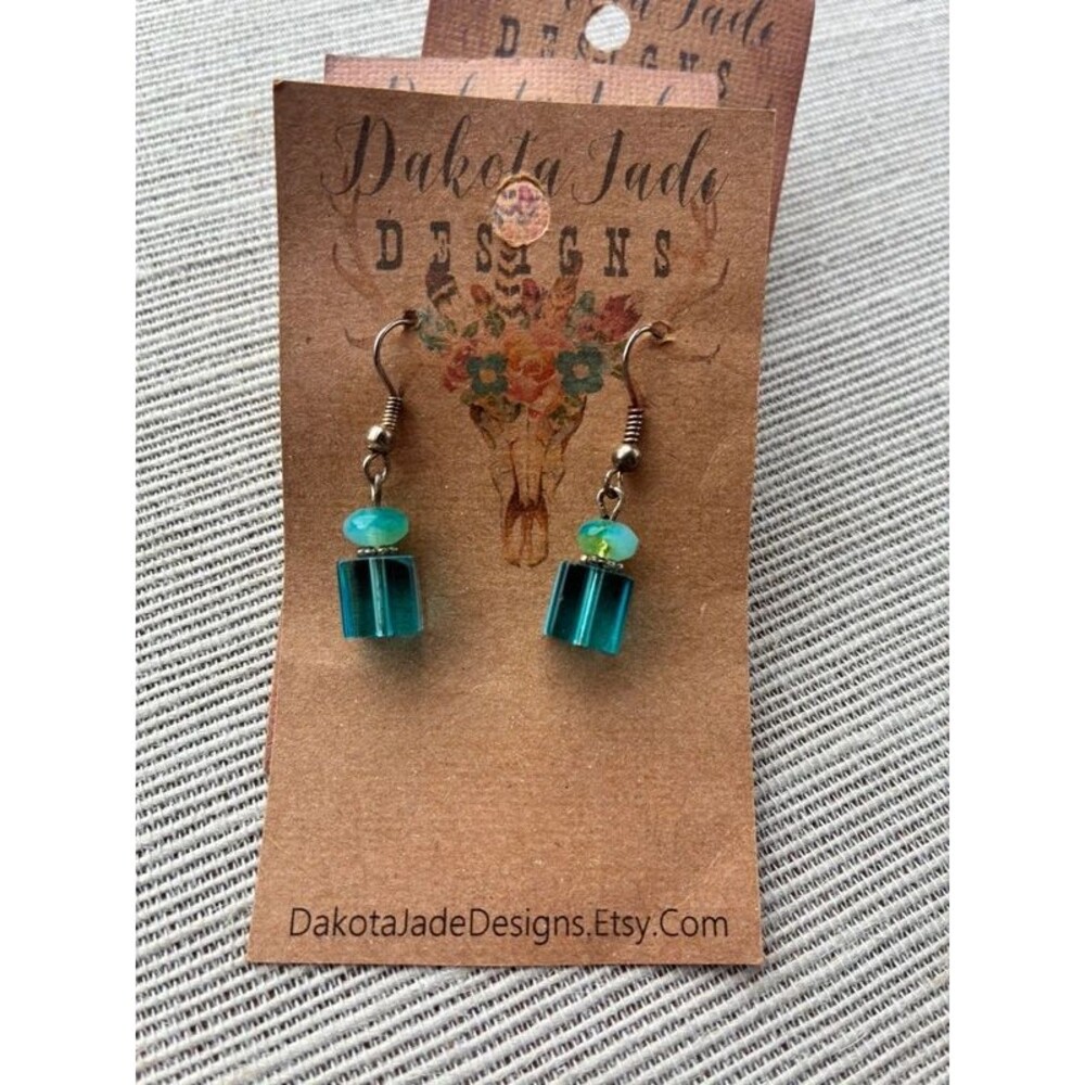 Teal Turquoise Blue Beaded Earrings